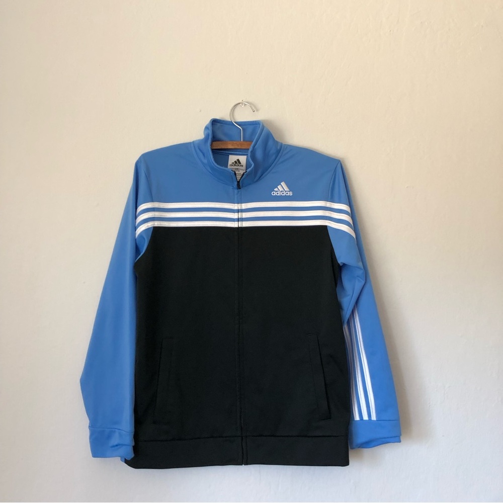 Adidas Track Jacket Youth Boys Black Blue White